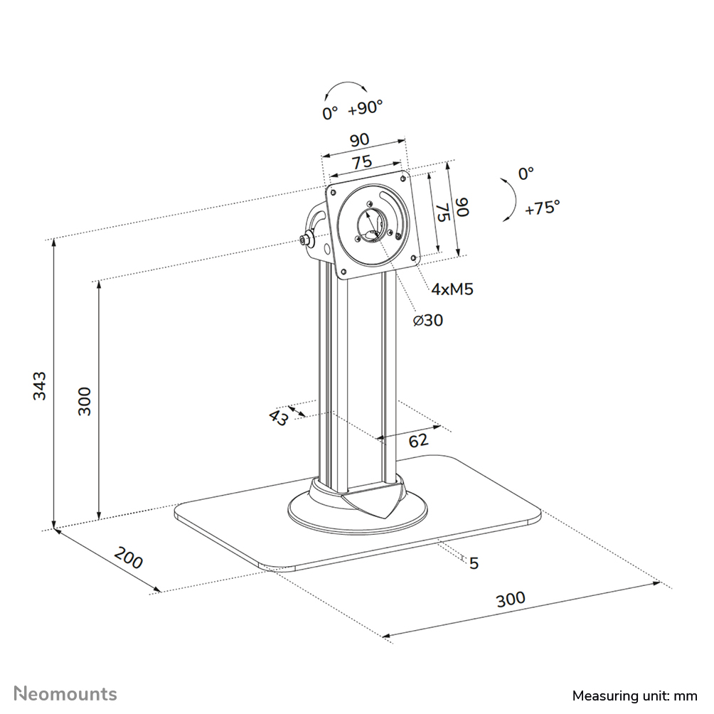Neomounts DS15-631BL1 Supporto per tablet da tavolo - max 3 kg | 6,6 lbs - con serratura